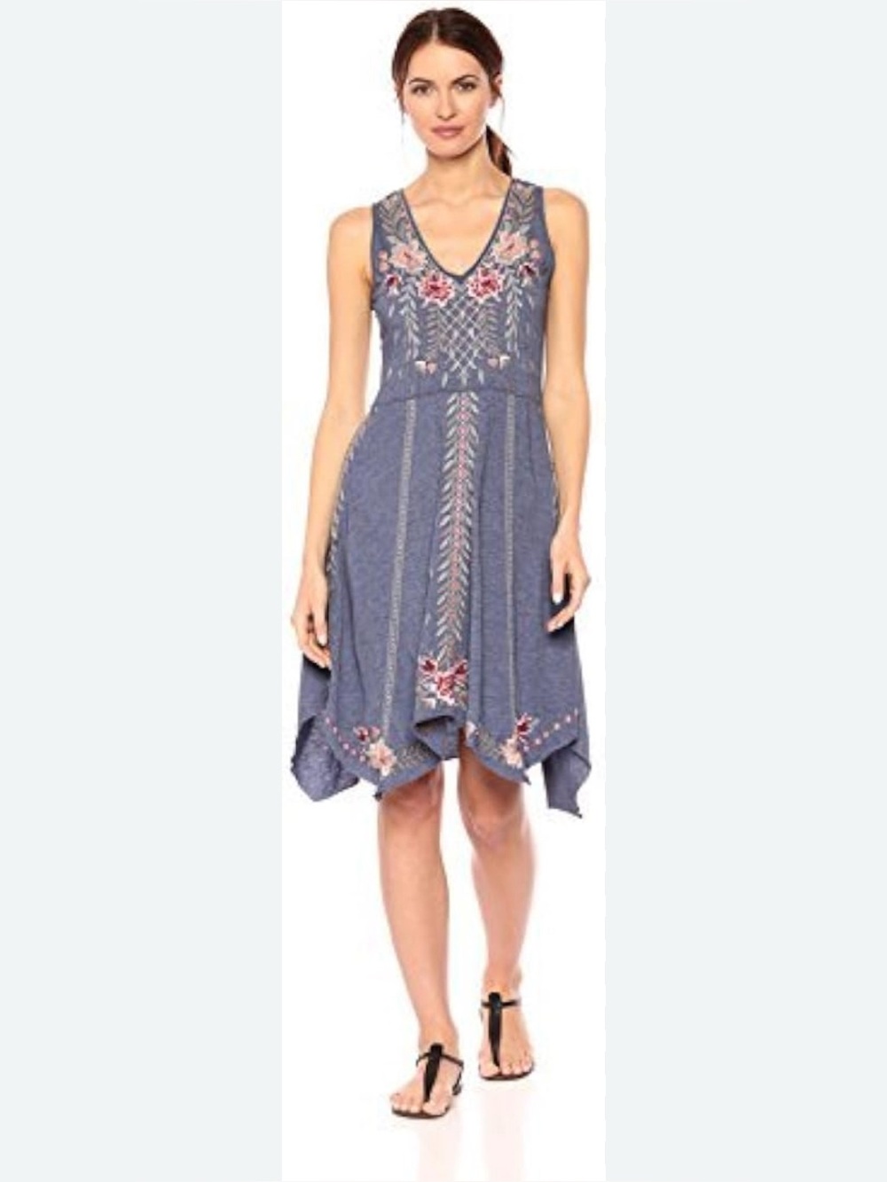 Johnny Was Katrina Swing Embroidered V-Neck Dress Size Small EUC
